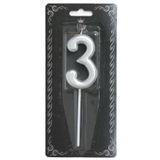 Ceylin Pasta Mumu Lüks Gümüş 3 Rakam Yetişkin Kız Erkek Çocuk Doğum Günü Parti Yaş Mumu Silver