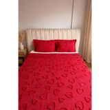 Ceyluna Love Çift Kişilik Yatak Örtüsü 3 Parça - Kırmızı - 240 x 250 cm