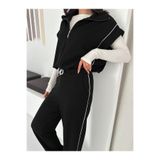 ceymoda Kadın Modal Kumaş Garnili Sıfır Kollu Dik Yaka Oversize Eşofman Takımı