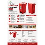 Ceymop Pedallı Kırmızı Slim Çöp Kovası 50 L 33X43x53 Cm