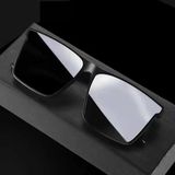 Ceymstech Retro Büyük Kare Çerçeve Uv 400 Polarize Unisex Güneş Gözlüğü - Siyah