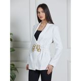 Ceyniye Kemer Detaylı Kadın Blazer Ceket - S - Beyaz