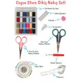 Ceysa Store Dikiş Nakış Ipi Seti, Yüksük, Ip Geçirici, 5 Dikiş Iğnesi, Kıvrık Düz Uçlu Nakış Makası, Mezura,