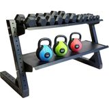 CEYSPORT Iki Katlı Dambıl ve Kettlebell Standı – Profesyonel Ağırlık Rafı - #