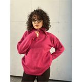 Ceyss Design Fermuarlı Dik Yaka Triko Kazak - Fuşya - Standart