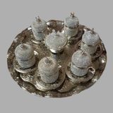 Ceyyiz 8'li Silver Hilal Lokumluk Kahve Fincanı Set - 1 - 001 - Beyaz