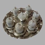 Ceyyiz 8'li Silver Hilal Lokumluk Kahve Fincanı Set - Gümüş