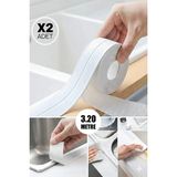 Ceyzi Banyo Küvet Mutfak Lavabo Su Sızdırmaz Bant Su Geçirmez Kenar Bandı Sızdırmazlık Tamir Bandı 3.2 M - 2 Adet