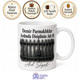 Cezaevi İnfaz Koruma Memuruna Hediye Demir Parmaklıklar Ardında Disiplin Kupa Bardak