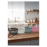 CEZVE HOME Ahşap Saplı Metal Hasır Kare Sepet Organizer Çok Amaçlı Mutfak Banyo Dolap İçi Dekoratif Düzenleyici