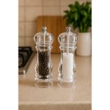 CEZVE HOME Akrilik Baharat Öğütücüsü 15 Cm 2 Adet, Tuz Karabiber Değirmeni Öğütücü