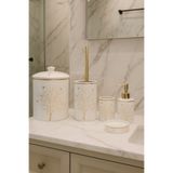 CEZVE HOME Dekoratif Porselen Hayat Ağacı Desenli Gold Detaylı 5'li Banyo Seti Takımı