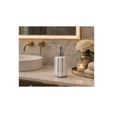 CEZVE HOME Modern Porselen Sıvı Sabunluk Gümüş Detaylı Banyo Sabun Dispenseri