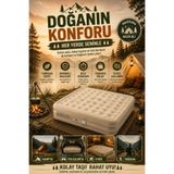CEZVE HOME Üç Kişilik Şişme Yatak Konforlu Hava Yatağı Kamp ve Seyahat Yatağı