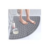 CEZVE HOME Vantuzlu Midye Tasarımlı Tahliye Delikli Kaydırmaz Köşe Duş ve Banyo Paspası 54x54 cm -Beyaz