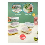 CEZVE HOME Yapışmaz Kapaklı 6 Kare Bölmeli Mini Buzluk Buz Kalıbı Ice Box