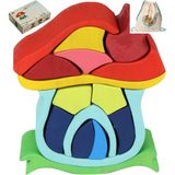 Cf Toys Waldorf Mantar Ev Eğitici Ahşap Oyuncak + Hediye Sırt Çantası