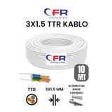 CFR LED AYDINLATMA 3X1.5 TTR Çok telli Elektrik Tesisat Kablosu 5,10,15,20,25,30,50,100 MT