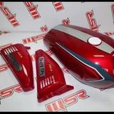 Cg 125 Depo Yan Kapak Set Kırmızı - Gri Şeritli