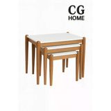 CG HOME ADA Zigon Sehpa Üçlü Lüx %100 Ağaç Lake Boyalı Sehpa