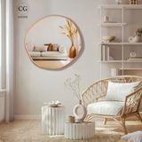 Cg Home Arya Model Asimetrik Ayna, Duvar Aynası, Konsol Aynası, Çerçeveli Ayna 60Cm