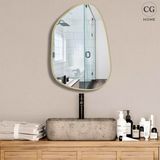 Cg Home Asimetrik Ayna, 75 x 55 cm , Konsol Aynası, Dresuar Aynası, Duvar Aynası, Şişecam Ayna - Altın - 75 x 55 cm