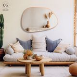 Cg Home Asimetrik Ayna, 75 x 55 cm , Konsol Aynası, Dresuar Aynası, Duvar Aynası, Şişecam Ayna - Bronz - 75 x 55 cm