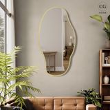Cg Home Asimetrik Ayna, Konsol Aynası, Dresuar Aynası, Tuvalet Aynası, Salon Aynası 90 x 50 cm - Altın - 90 x 50 cm