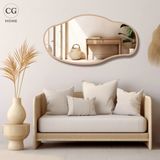 Cg Home Asimetrik Ayna, Konsol Aynası, Dresuar Aynası, Tuvalet Aynası, Salon Aynası 90 x 50 cm - Bronz - 90 x 50 cm