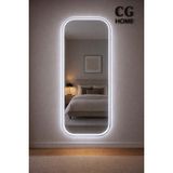 Cg Home Beyaz Ledli Ayna, Ledli Boy Aynası, Konsol Aynası, Duvar Aynası, Holl Aynası, Dresuar Aynası - 160X60