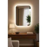 CG HOME Boho Dokunmatik Ledli Ayna, Ledli Ayna, Konsol Aynası, Dresuar Aynası, Banyo Aynası