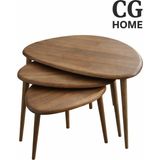 Cg Home Damla Model Iskandinav Masif Kayın 3’lü Zigon Sehpa | Doğal Kayın Panel | Vernikli | Modern Tasarım - CEVİZ