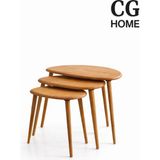 Cg Home Damla Model Iskandinav Masif Kayın 3’lü Zigon Sehpa | Doğal Kayın Panel | Vernikli | Modern Tasarım - NATUREL