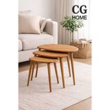 CG HOME Damla Model İskandinav Masif Kayın 3’lü Zigon Sehpa | Doğal Kayın Panel | Vernikli | Modern Tasarım