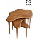 Cg Home Liza Model Iskandinav Masif Kayın 3’lü Zigon Sehpa | Doğal Kayın Panel | Vernikli | Modern Tasarım - CEVİZ
