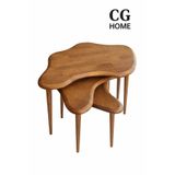 CG HOME Liza Model İskandinav Masif Kayın 3’lü Zigon Sehpa | Doğal Kayın Panel | Vernikli | Modern Tasarım