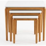 Cg Home Milas Zigon Sehpa Seti 3 Parça Ağaç Lake Boyalı Ceviz Renk Minimalist Stil - EKRU