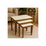 CG HOME Mono Zigon Sehpa Üçlü Lüx %100 Ağaç Lake Boyalı Sehpa