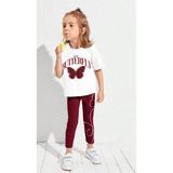 Cg Kids Bordo Butterfly Kelebek Tül Detaylı Kız Çocuk Alt Üst Tayt Takım - 4 - 5 Yaş