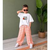 Cg Kids Camp Life Baskılı Tişört ve Ekose Pantolon Erkek Çocuk Takımı / Turuncu - 3 - 4 Yaş - Çok Renkli
