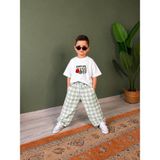 Cg Kids Camp Life Nakışlı Tişört ve Ekose Pantolon Erkek Çocuk Alt Üst Takımı / Su Yeşili - 3 - 4 Yaş - Mint Yeşili