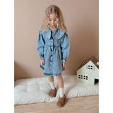 Cg Kids Fiyonk Taşlı Işlemeli Jean Kot Denim Elbise Kız Çocuk Süper Kalite - 4 - 5 Yaş