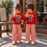 Cg Kids Go Bananas Baskılı Sweatshirt Muz Desenli Eşofman Kız & Erkek Çocuk 3ip Alt Üst Takım - 4 - 5 Yaş - Kırmızı