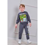 Cg Kids Minecraft Erkek Çocuk 2 Iplik Alt Üst Takım Süper Kalite Kumaş Eşofman Detay - Gri - 4 - 5 Yaş