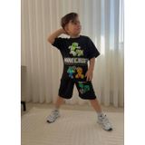Cg Kids Minecraft Erkek Çocuk Tshirt & Şort Alt Üst Takım Süper Kalite Arka Etek Baskı Detay