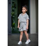 Cg Kids Müslin Şort Etek Kız Çocuk Alt Üst Takım - 4 - 5 Yaş - Gri