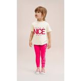 Cg Kids Nice Kabartma Tül Detaylı Harika Kız Çocuk Taytlı Alt Üst Takım - 3 - 4 Yaş - Beyaz - Pembe