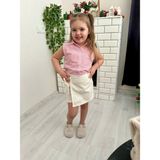 Cg Kids Pembe Dikey Çizgili Pamuk ve Keten Kız Çocuk Etek Görünüm Şortlu Alt Üst Takım - 01P-Pembe - 5 - 6 Yaş