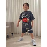 Cg Kids Şimşek Mcqueen Cars Arabalar Erkek Çocuk Tshirt&şort Alt Üst Takım - 3 - 4 Yaş - Gri - Siyah