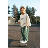 Cg Kids Snacks For Dinner Yazılı Beyaz Sweatshirt ve Yan Şeritli Yeşil Eşofman Altı Unisex 3iplik Ikili Takım - 7 - 8 Yaş - Siyah